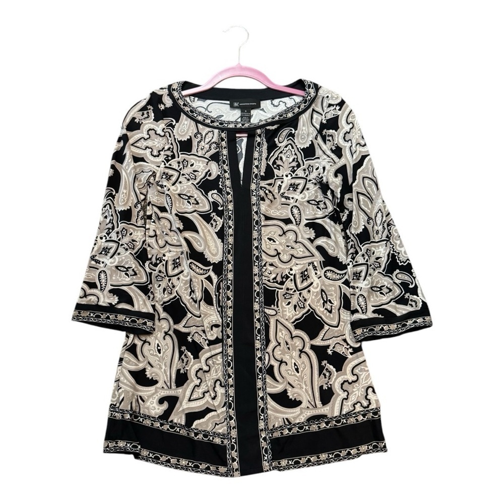 INC International Concepts Embellished Split Neck Top - Picture 3 of 5